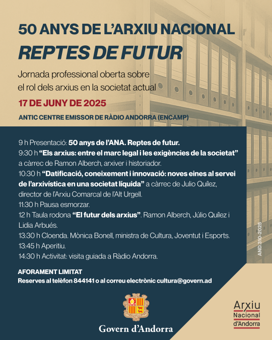 50 anys de l’Arxiu Nacional. Reptes de futur.