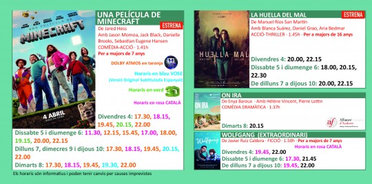 Programació dels Cinemes Illa Carlemany
