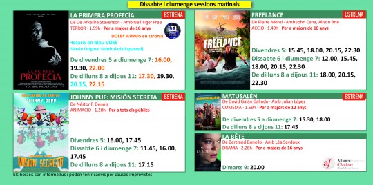 Programació dels Cinemes Illa Carlemany