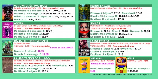 Programació dels Cinemes Illa Carlemany