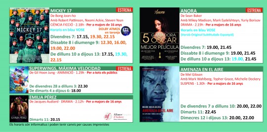 Programació dels Cinemes Illa Carlemany