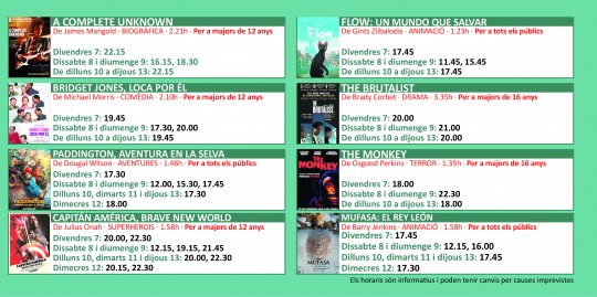 Programació dels Cinemes Illa Carlemany