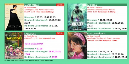 Programació dels Cinemes Illa Carlemany