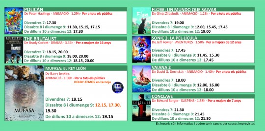 Programació dels Cinemes Illa Carlemany