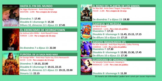 Programació dels Cinemes Illa Carlemany