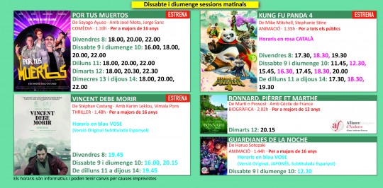 Programació dels Cinemes Illa Carlemany