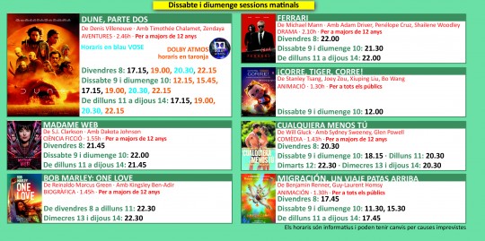 Programació dels Cinemes Illa Carlemany