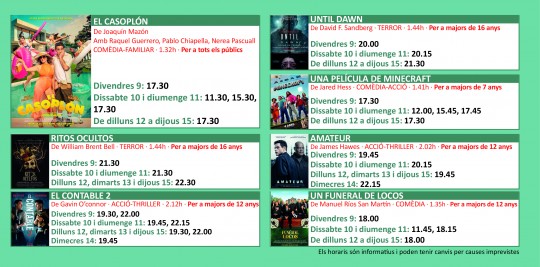 Programació dels Cinemes Illa Carlemany