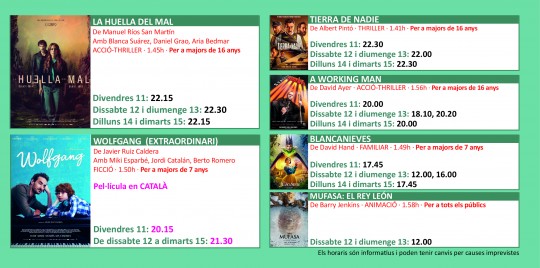 Programació dels Cinemes Illa Carlemany