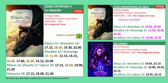 Programació dels Cinemes Illa Carlemany