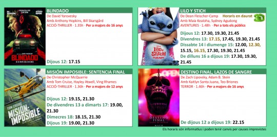 Programació dels Cinemes Illa Carlemany