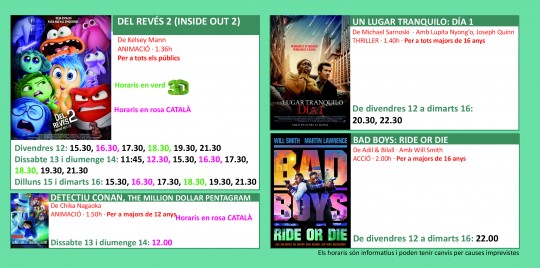 Programació dels Cinemes Illa Carlemany