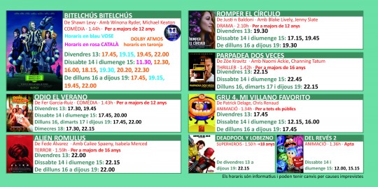 Programació dels Cinemes Illa Carlemany.