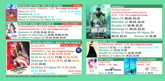 Programació dels Cinemes Illa Carlemany