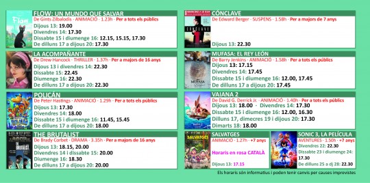 Programació dels Cinemes Illa Carlemany