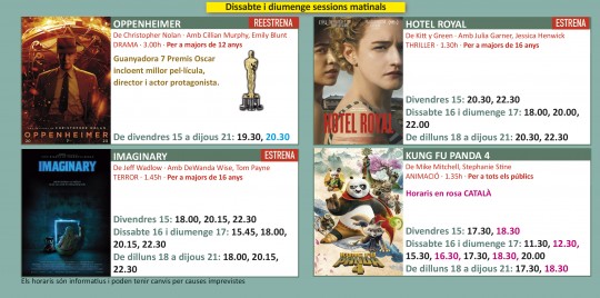 Programació dels Cinemes Illa Carlemany