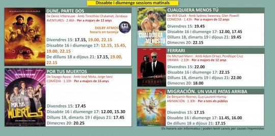 Programació dels Cinemes Illa Carlemany
