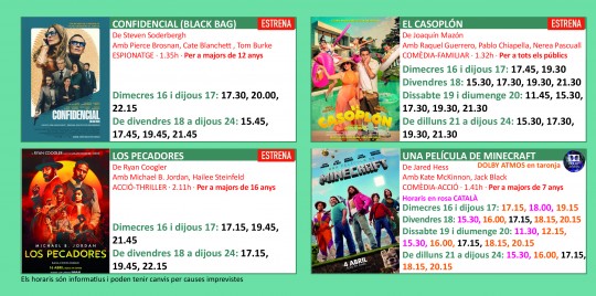 Programació dels Cinemes Illa Carlemany