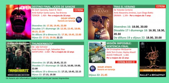 Programació dels Cinemes Illa Carlemany