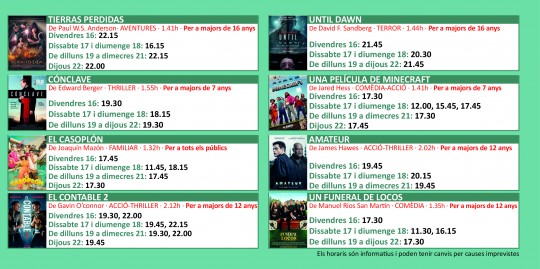 Programació dels Cinemes Illa Carlemany