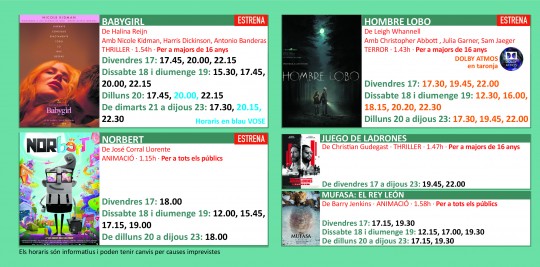 Programació dels Cinemes Illa Carlemany