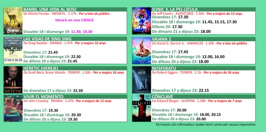 Programació dels Cinemes Illa Carlemany