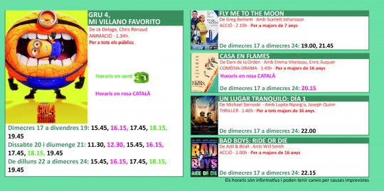 Programació dels Cinemes Illa Carlemany