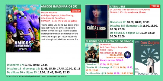 Programació dels Cinemes Illa Carlemany.