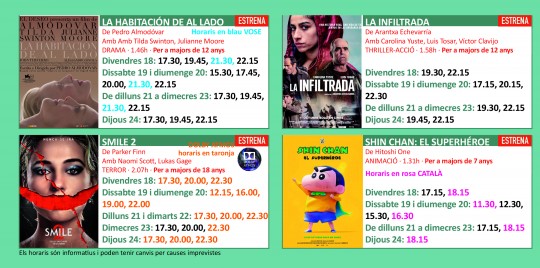 Programació dels Cinemes Illa Carlemany.