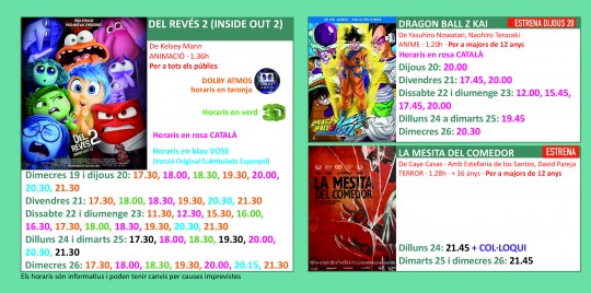 Programació dels Cinemes Illa Carlemany