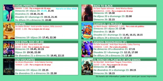 Programació dels Cinemes Illa Carlemany