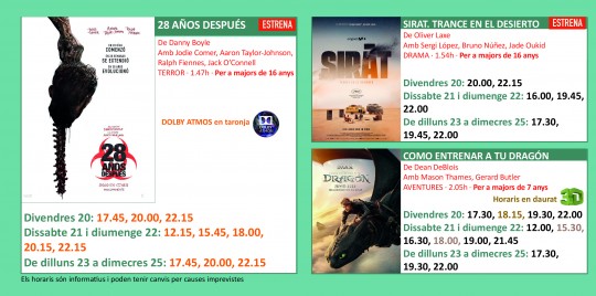 Programació dels Cinemes Illa Carlemany