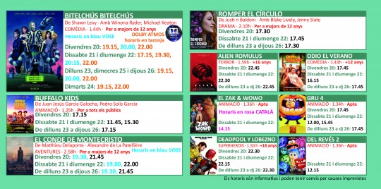 Programació dels Cinemes Illa Carlemany.