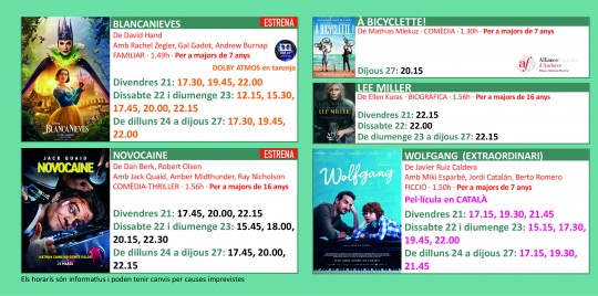 Programació dels Cinemes Illa Carlemany