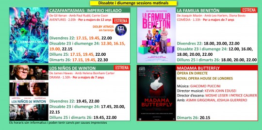 Programació dels Cinemes Illa Carlemany