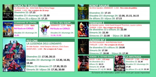 Programació dels Cinemes Illa Carlemany.