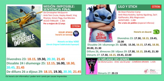 Programació dels Cinemes Illa Carlemany