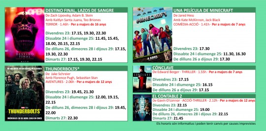 Programació dels Cinemes Illa Carlemany