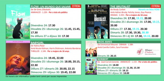 Programació dels Cinemes Illa Carlemany