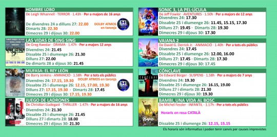 Programació dels Cinemes Illa Carlemany