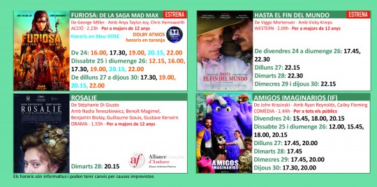 Programació dels Cinemes Illa Carlemany.