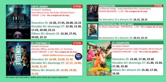 Programació dels Cinemes Illa Carlemany