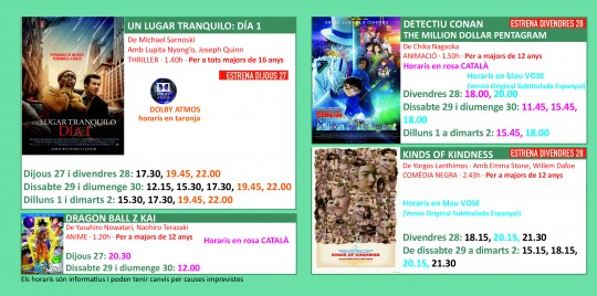 Programació dels Cinemes Illa Carlemany