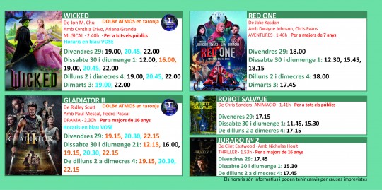 Programació dels Cinemes Illa Carlemany.