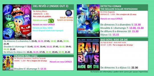 Programació dels Cinemes Illa Carlemany