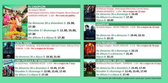 Programació dels Cinemes Illa Carlemany