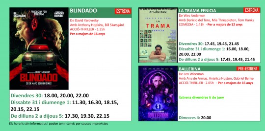 Programació dels Cinemes Illa Carlemany