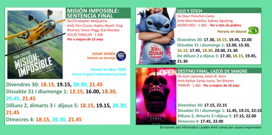 Programació dels Cinemes Illa Carlemany