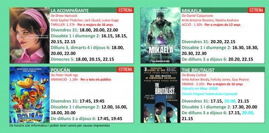 Programació dels Cinemes Illa Carlemany