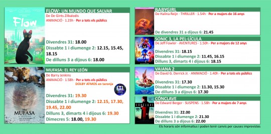 Programació dels Cinemes Illa Carlemany